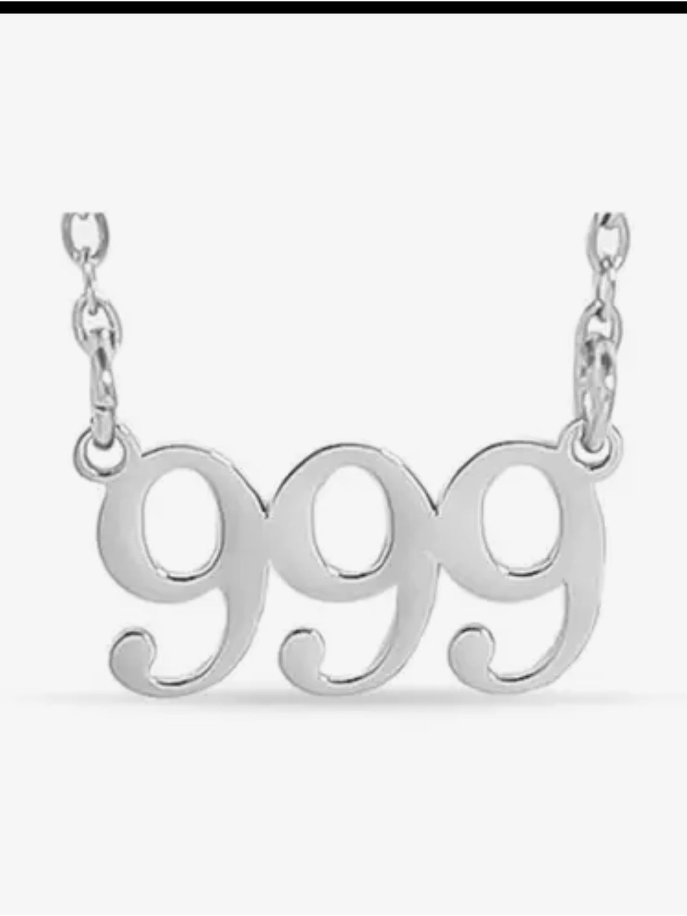 Silver '999' Number Pendant Necklace - Women Jewelry Angel number